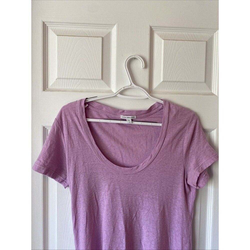 James Perse Standard T Shirt Women’s Size 2 Short Sleeve Scoop Neck Lilac - Picture 3 of 11